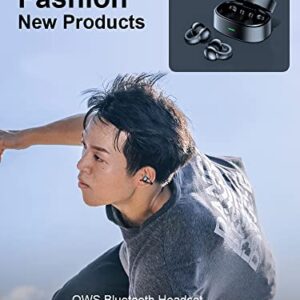 Ear-Clip Bone Conduction Headphones Bluetooth 5.3 Open Ear Clip on Headphone Clip Type Bluetooth Earphones Wireless In Ear Earbuds Bluetooth Headset Ear Clip Wireless Earbuds Earphones for Travel
