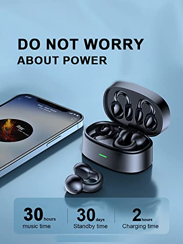 Ear-Clip Bone Conduction Headphones Bluetooth 5.3 Open Ear Clip on Headphone Clip Type Bluetooth Earphones Wireless In Ear Earbuds Bluetooth Headset Ear Clip Wireless Earbuds Earphones for Travel