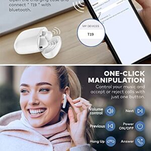 BEBEN IPX7 Waterproof Bluetooth Earbuds, True Wireless Earbuds, 30H Cyclic Playtime Headphones with Type C Charging Case and mic, in-Ear Stereo Earphones Headset for Sport (White)