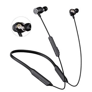 soundpeats force pro dual dynamic drivers bluetooth headphones, neckband wireless earbuds with crossover, aptx hd audio built in mic 22 hours playtime, bluetooth 5.0 headset sports earphones