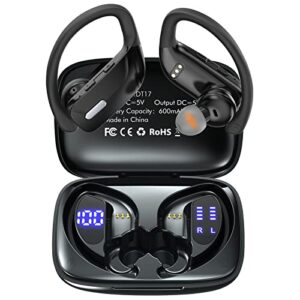 caymuller wireless earbuds bluetooth headphones 48hrs play back sports earphones with led display built in mic deep bass stereo in ear waterproof headset for workout gaming running