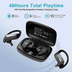 Caymuller Wireless Earbuds Bluetooth Headphones 48Hrs Play Back Sports Earphones with LED Display Built in Mic Deep Bass Stereo in Ear Waterproof Headset for Workout Gaming Running