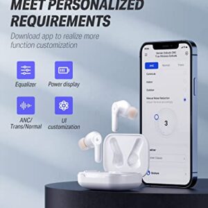 Donner Noise Cancelling Wireless Earbuds, Bluetooth 5.2 Earphones with 5 x EarTips, 4 Mic Clear Calls, 12mm Drivers, App for Custom EQ, 32H Playtime, Fast Charging, Transparency - Dobuds ONE,White