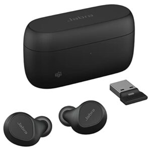 jabra evolve2 true wireless earbuds – in-ear bluetooth earbuds with active noise cancellation & 4-mic multisensor voice technology – microsoft teams certified, works with all meeting apps – black