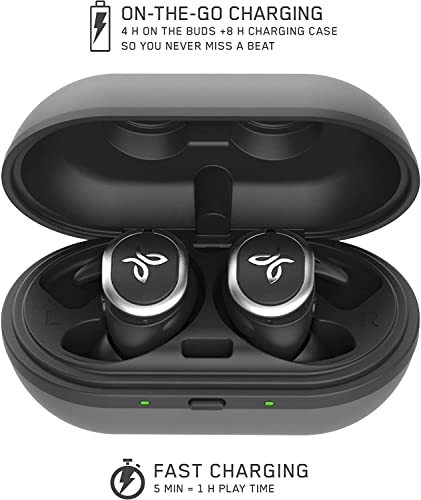 Jaybird RUN True Wireless Headphones for Running, Secure Fit, Sweat-Proof and Water Resistant, Custom Sound, 12 Hours In Your Pocket, Music + Calls (Jet) (Renewed)