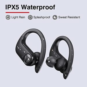 TRANYA X1 Wireless Earbuds Bluetooth Headphones 66Hrs Playtime with Wireless Charging Case & LED Display, Over-Ear Waterproof Earphones with Earhook, Headset with 4-Mic for Sports Workout Black