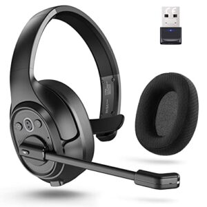 trucker bluetooth headsets, wireless headset with ai environmental noise cancelling & mute microphone, up to 30h talk time, 164ft wireless range, bluetooth over ear headphones for pc, computer, skype