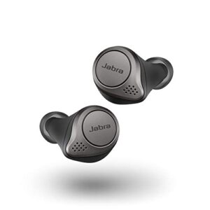 jabra elite 75t titanium black voice assistant enabled true wireless earbuds with charging case (renewed)