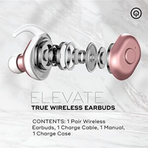 iWorld Elevate True Wireless Earbuds with Charging Case, Bluetooth in-Ear Headphones with Built-in Microphone and Touch Control, Universally Compatible Headset for Android, iPhone and PC (Rose Gold)