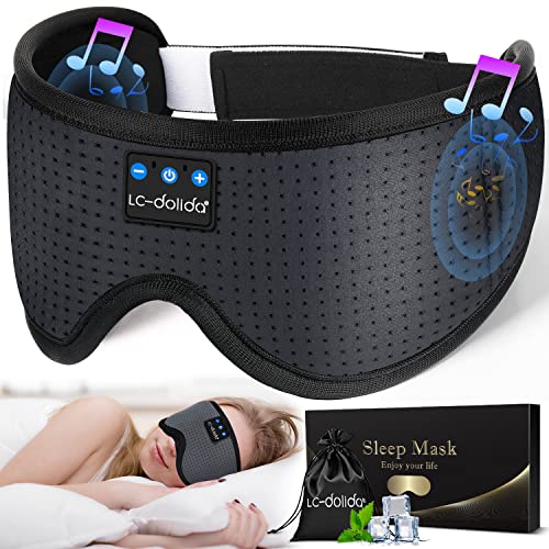 Sleep Mask with Bluetooth Headphones,LC-dolida Sleep Headphones Bluetooth Sleep Mask 3D Sleeping Headphones for Side Sleepers Best Gift and Travel Essential (Classical Grey)