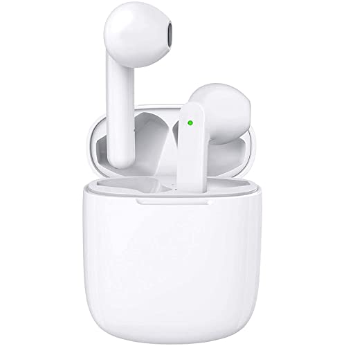 Wireless Earbuds Bluetooth Headphones in-Ear Stereo Bluetooth 5.0 Headsets Earphones Fit for Sports with Built in Microphone and Charging Case IPX7 Waterproof for iOS/Android Smart Devices White