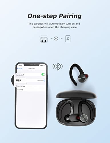 TTQ Wireless Earbuds, Bluetooth Headphones 80Hrs Playtime with Charging Case and Earhooks Over Ear Waterproof Earphones with Mic for Working Sports Running Workout iOS Android TV Phone Laptop