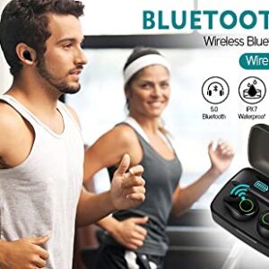 DUOTEN Waterproof Wireless Earbuds, Bluetooth 5.0 Wireless Headphone 156H Playtime Hi-Fi Stereo Sound, IPX7 Waterproof in-Ear Wireless Earphones w/Mic LCD Digital Display 2200mAh Rechargeable Case