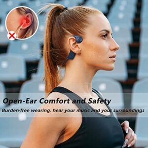 Wireless Bone Conduction Headphones, Open-Ear Bluetooth Sports Headphones with Built-in Mic, Sweat Resistant Earphones for Workout, Running, Gym, Hiking (Black)