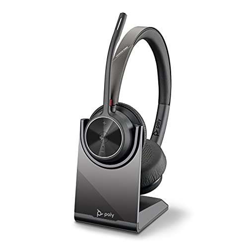 Poly - Voyager 4320 UC Wireless Headset + Charge Stand (Plantronics) - Headphones w/Mic - Connect to PC/Mac via USB-A Bluetooth Adapter, Cell Phone via Bluetooth-Works w/Teams (Certified), Zoom&More