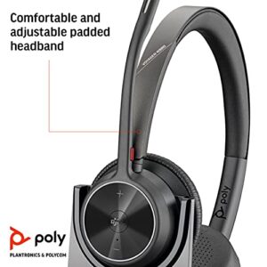 Poly - Voyager 4320 UC Wireless Headset + Charge Stand (Plantronics) - Headphones w/Mic - Connect to PC/Mac via USB-A Bluetooth Adapter, Cell Phone via Bluetooth-Works w/Teams (Certified), Zoom&More