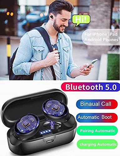 Hoseili 2023 new editionBluetooth Headphones.Bluetooth 5.0 Wireless Earphones in-Ear Stereo Sound Microphone Mini Wireless Earbuds with Headphones and Portable Charging Case for iOS Android PC. XG1