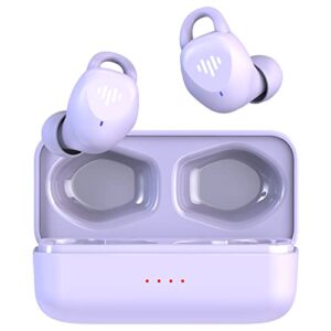 iluv ts100 sports wireless earbuds, secure earhooks, bluetooth, built-in microphone, ipx7 waterproof & shock protection, compatible with apple & android; includes charging case and 4 ear tips, purple
