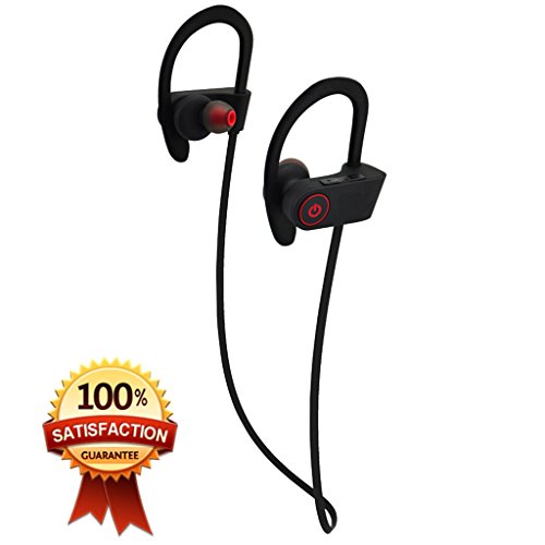 Bluetooth Headphones, Hussar Magicbuds Best Wireless Sports Earphones with Mic, IPX7 Waterproof, HD Sound with Bass, Noise Cancelling, Secure Fit, up to 9 Hours Working time (Upgraded)