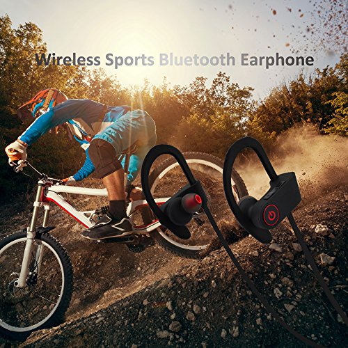 Bluetooth Headphones, Hussar Magicbuds Best Wireless Sports Earphones with Mic, IPX7 Waterproof, HD Sound with Bass, Noise Cancelling, Secure Fit, up to 9 Hours Working time (Upgraded)