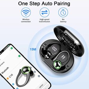 Wireless Earbuds, Bluetooth 5.3 Headphones Stereo Bass, 48H Playtime Earphones with LED Power Display, Over-Ear Buds with Earhooks Built-in Mic, IP7 Waterproof Headset for Sport Running Workout