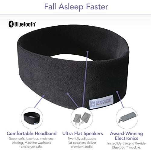 SleepPhones Wireless Sleep Headphones by AcousticSheep V8 | 24-Hour Battery | Original and Most Comfortable Bluetooth Headphones for Sleeping (Medium, Nighttide Navy Breeze)