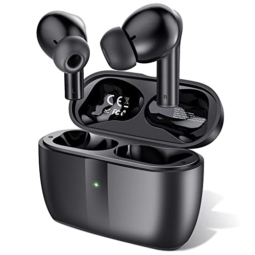 bakibo Wireless Earbuds, Bluetooth 5.3 in-Ear Earphones with Built-in 6 Mic Waterproof Ear Buds Deep Bass Stereo Headphones, 32 Hours Play Time Type-C Fast Charging Case for iPhone Android, Dark Black