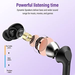 bakibo Wireless Earbuds, Bluetooth 5.3 in-Ear Earphones with Built-in 6 Mic Waterproof Ear Buds Deep Bass Stereo Headphones, 32 Hours Play Time Type-C Fast Charging Case for iPhone Android, Dark Black