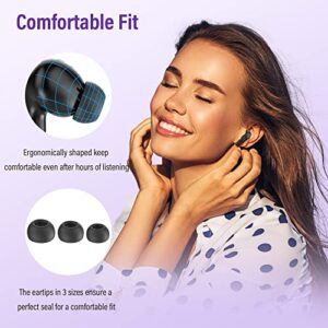 bakibo Wireless Earbuds, Bluetooth 5.3 in-Ear Earphones with Built-in 6 Mic Waterproof Ear Buds Deep Bass Stereo Headphones, 32 Hours Play Time Type-C Fast Charging Case for iPhone Android, Dark Black