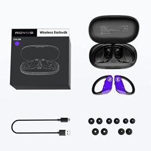 ROVIIS Wireless Earbuds Bluetooth 5.3 Earphones IPX7 Sport Earbuds for Running Workout Bass Stereo Headphones with Ear Hook Microphones Over Ear Earbuds for iPhone Android, Fast Pair