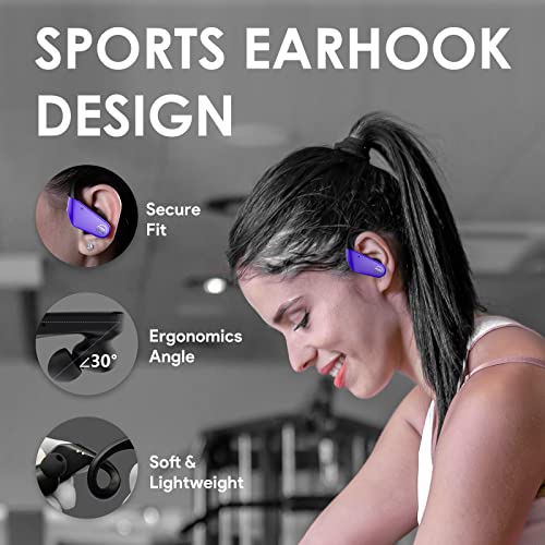 ROVIIS Wireless Earbuds Bluetooth 5.3 Earphones IPX7 Sport Earbuds for Running Workout Bass Stereo Headphones with Ear Hook Microphones Over Ear Earbuds for iPhone Android, Fast Pair