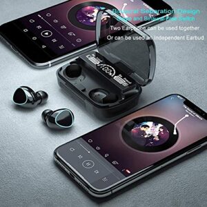 Suomi Wireless Earbuds Bluetooth, 180 Hours Playtime Ear Buds Built-in Microphone Earphones, Immersive Sound Smart LCD Display, IPX7 Waterproof Touch Controls Cordless Headset with Charging Case