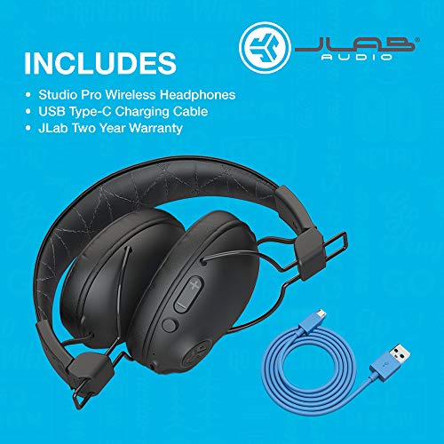 JLab Studio Pro Bluetooth Wireless Over-Ear Headphones | 50+ Hour Bluetooth 5 Playtime | EQ3 Sound | Ultra-Plush Faux Leather & Cloud Foam Cushions | Track and Volume Controls | Black