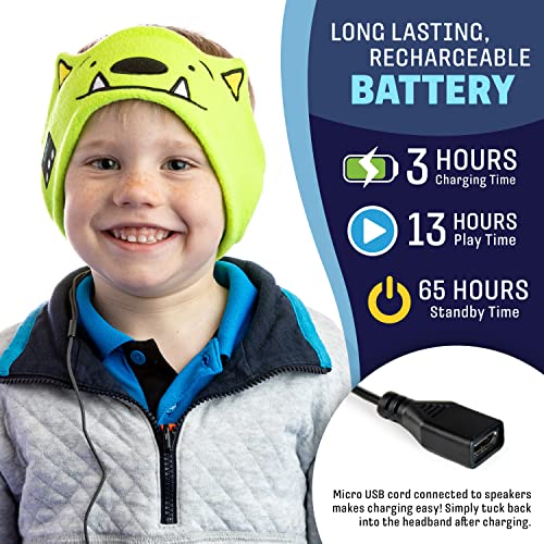 CozyPhones Kids Wireless Headphones Volume Limited with Thin Speakers & Super Soft Fleece Headband - Perfect Toddlers & Children's Earphones for Home, School & Travel - Monster