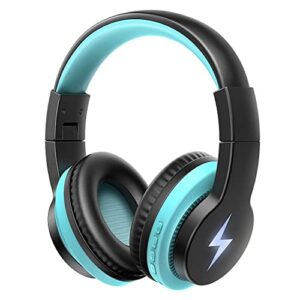 kids bluetooth headphones, foldable wireless/wired light up headset with microphone, 85db/94db volume limited headphones for boys girls ipad tablet home school