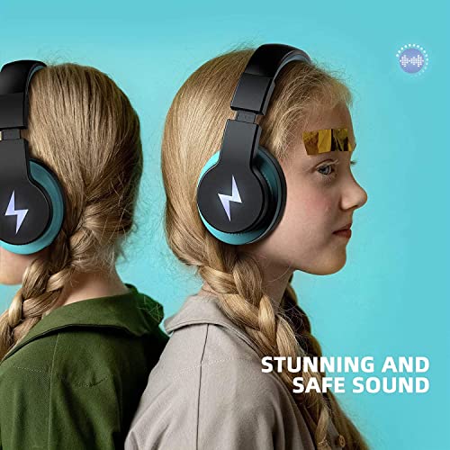 Kids Bluetooth Headphones, Foldable Wireless/Wired Light Up Headset with Microphone, 85dB/94dB Volume Limited Headphones for Boys Girls iPad Tablet Home School