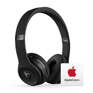 beats solo³ wireless on-ear headphones – apple w1 chip – black with applecare+ bundle