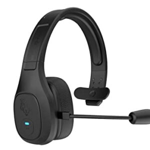 Blue Tiger Storm in Black - Wireless Bluetooth Professional Trucker and Office Headset with Microphone, Dongle & Cooling Gel Ear Cushion – Fastest Charge, Noise Cancelling, Clear Sound, Bluetooth 5.0