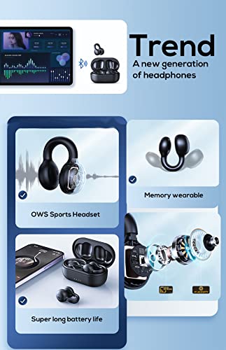 Bone Conduction Earphones Wireless Ear-Clip Bone Conduction Headphones Bluetooth Open Ear Clip on Headphone Painless Wearing Clip Type Bluetooth Bone Earphones Wireless Bone Earbuds Sports Earrings