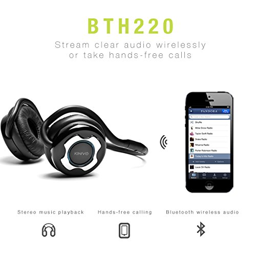 Kinivo BTH220 Bluetooth Stereo Headphone – Supports Wireless Music Streaming and Hands-Free Calling