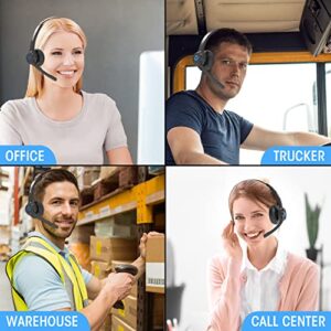 VELKPRO Wireless Headset with Microphone for PC, Truck Driver Bluetooth Headphones, Hands Free Single On Ear Headphone with Adjustable Headband, Communication Accessories for Office, Call Center Work