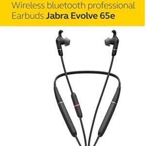 Jabra Evolve 65e Wireless Neckband Headset, Link 370, MS-Optimized – Bluetooth Headset with up to 13 Hours of Battery Life – Superior Sound for Calls and Music – Passive Noise Cancelling Headset