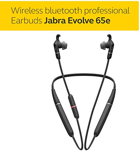 Jabra Evolve 65e Wireless Neckband Headset, Link 370, MS-Optimized – Bluetooth Headset with up to 13 Hours of Battery Life – Superior Sound for Calls and Music – Passive Noise Cancelling Headset