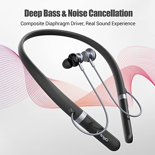 Neckband Bluetooth Headphones 5.2, Around the Neck Bluetooth Headphones 36H Playtime+Fast Charging Running Headphones, Bass+ Neckband Headphones with Noise Cancelling Mic, IPX7 Waterproof, for Sports