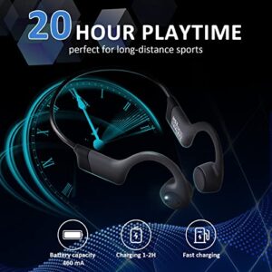 Rakklor Bone Conduction Headphones - Open-Ear Wireless Bluetooth Sport Headphones with Built-in Mic, 20Hr Playtime Waterproof Earphones for Workouts Cycling Running Gym Hiking