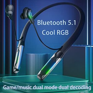 RGB Sport Bluetooth Earbuds,E-Sports Wireless Headset Neckband V5.1 Bluetooth Earphones in-Ear with Waterproof Built-in Dual Mic EQ,20 Hours of Listen Time,Sweat Resistant,Acc/ENC Dual Audio Decoding
