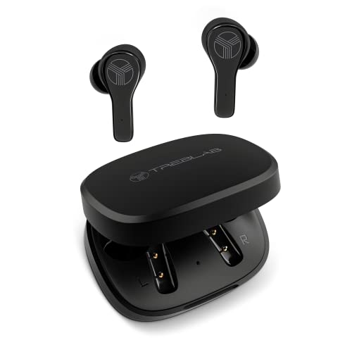 TREBLAB WX8 - True Wireless Earbuds, IPX8 Waterproof Earbuds with up 28H of Play Time, Bluetooth 5.1, Touch Control and Noise Isolation, Includes Charging Case w/Wireless Charging, USB-C Port, Black