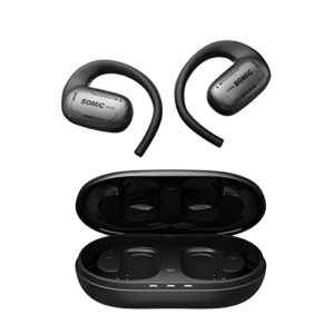easars open ear headphones wireless bluetooth 5.3, open ear earbuds with 16.2mm large drivers, sport ear buds, long battery life, matte grey