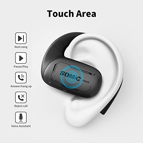 EASARS Open Ear Headphones Wireless Bluetooth 5.3, Open Ear Earbuds with 16.2mm Large Drivers, Sport Ear Buds, Long Battery Life, Matte Grey