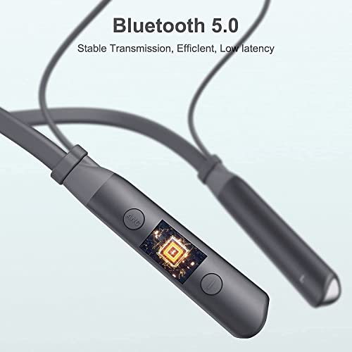 HTC 2023 New Neckband Headphones Bluetooth 5.3 ENC Sound Isolation, Magnetic Earphones with Microphone for Calling, Running -10mm Drivers/Game Modes/16H Playtime/IPX5 Waterproof